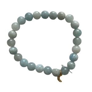 Aquamarine Crescent Moon Stretchable Stone Bracelet